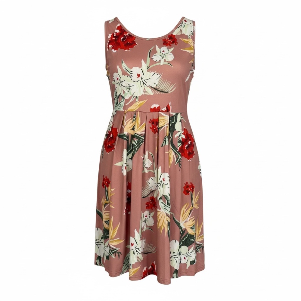 Floral Sleeveless Dress XL PTP 19” Length 36” NWOT